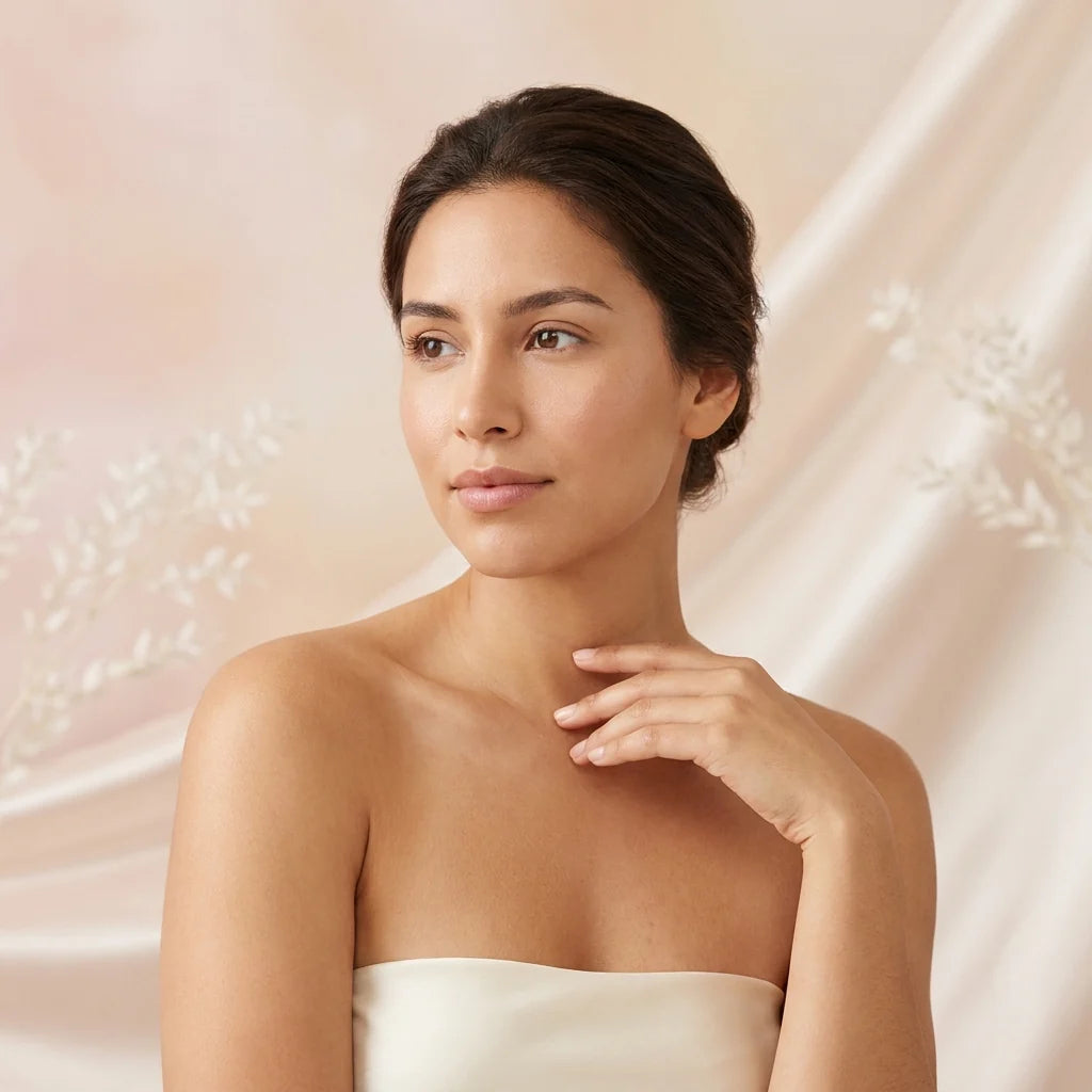 Mujer latina en ritual de skincare Kokete